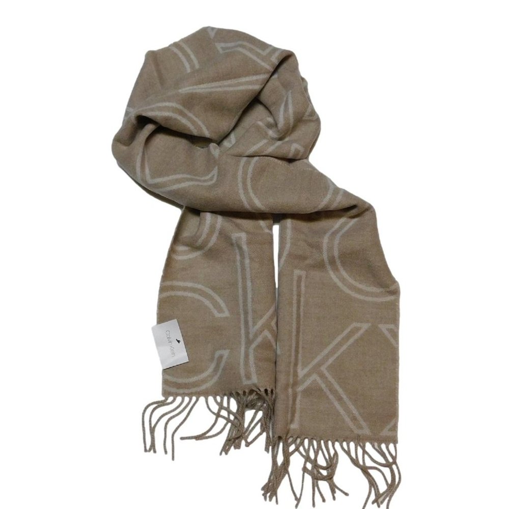 Calvin Klein Large Logo Woven Scarf BEIGE (444)6